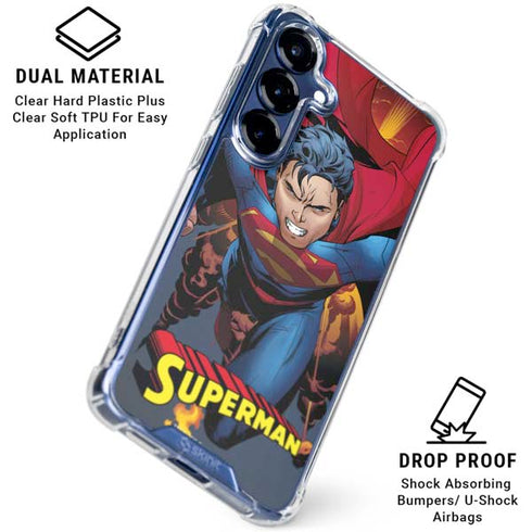 DC Comics Superman Action Flying Pose Galaxy S25 Clear Case